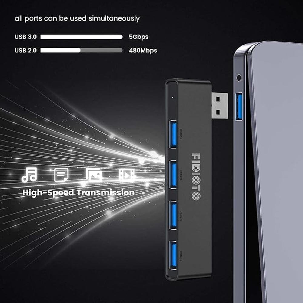 USB Hub: Fidioto 4 Port USB Adapter(1 * 3.0 Hub – Packaging