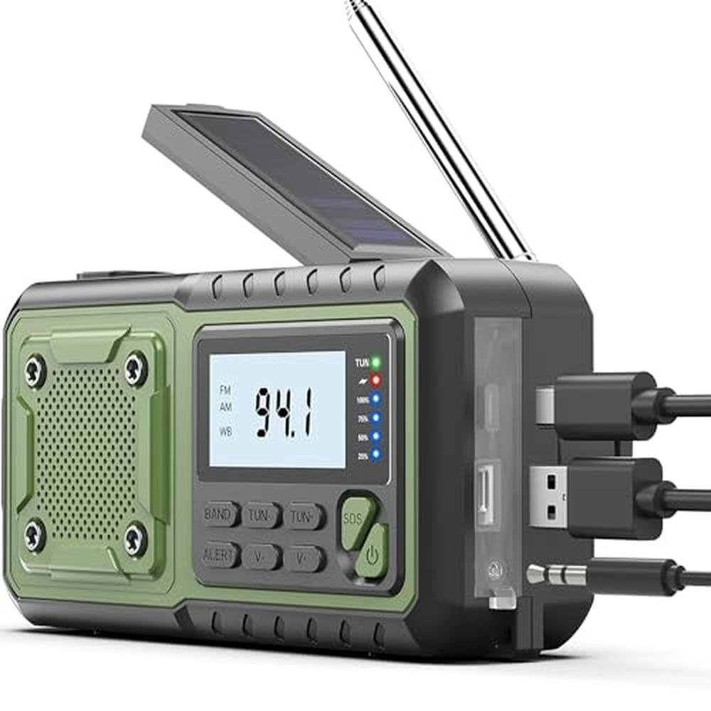 Crank Radio: Emergency Radio Weather Radios 5000mAh Solar – Front View
