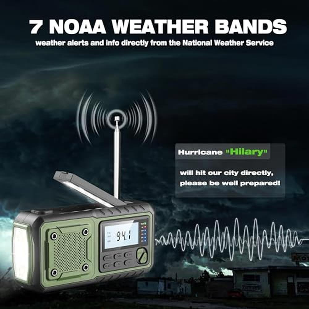 Crank Radio: Emergency Radio Weather Radios 5000mAh Solar – Side View