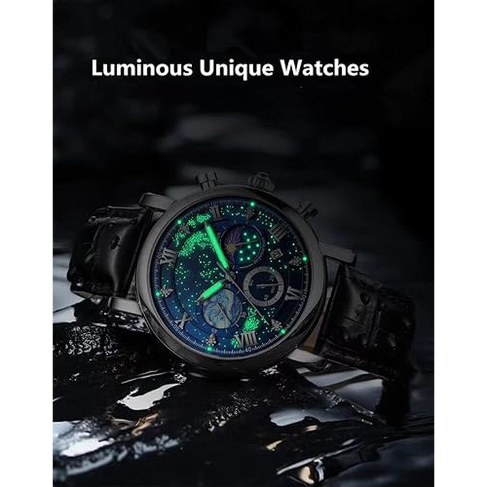 Watches Minilujia: Minilujia 50M Waterproof Men World Map – Close-up Detail