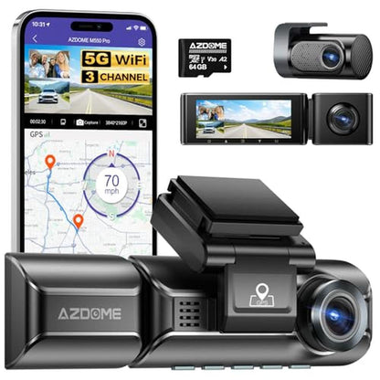Dash Camera: AZDOME M550 Pro 5G WiFi 3-Channel Dash Cam – Front View