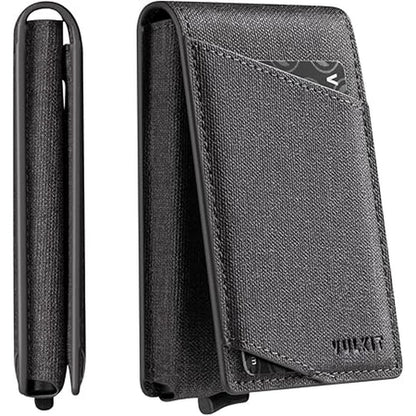 Vulkit Pop Up Wallet: Vulkit Premium Leather RFID Blocking – Front View