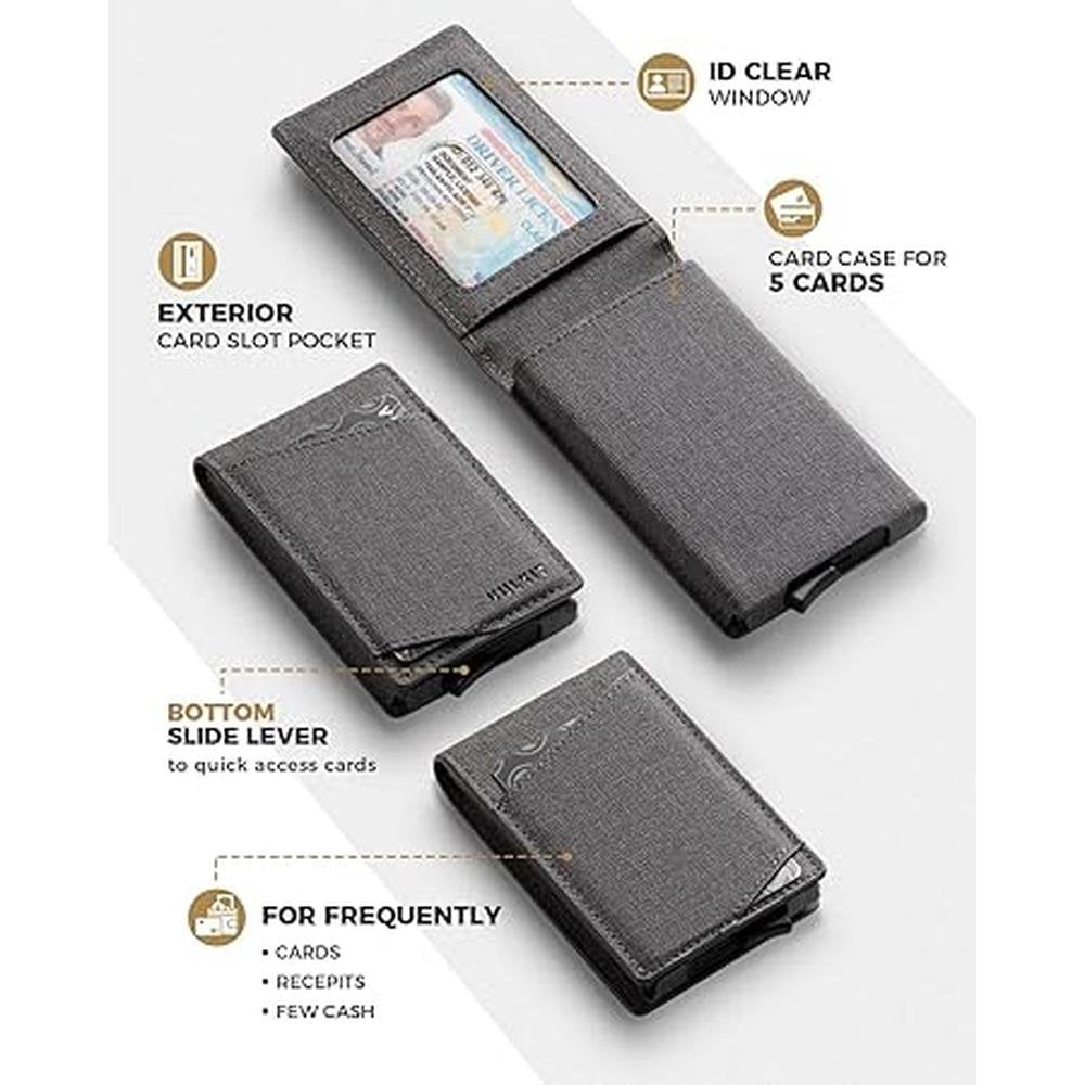 Vulkit Pop Up Wallet: Vulkit Premium Leather RFID Blocking – Side View