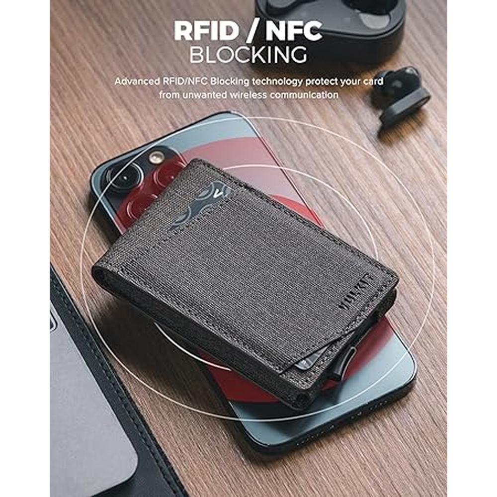 Vulkit Pop Up Wallet: Vulkit Premium Leather RFID Blocking – Close-up Detail