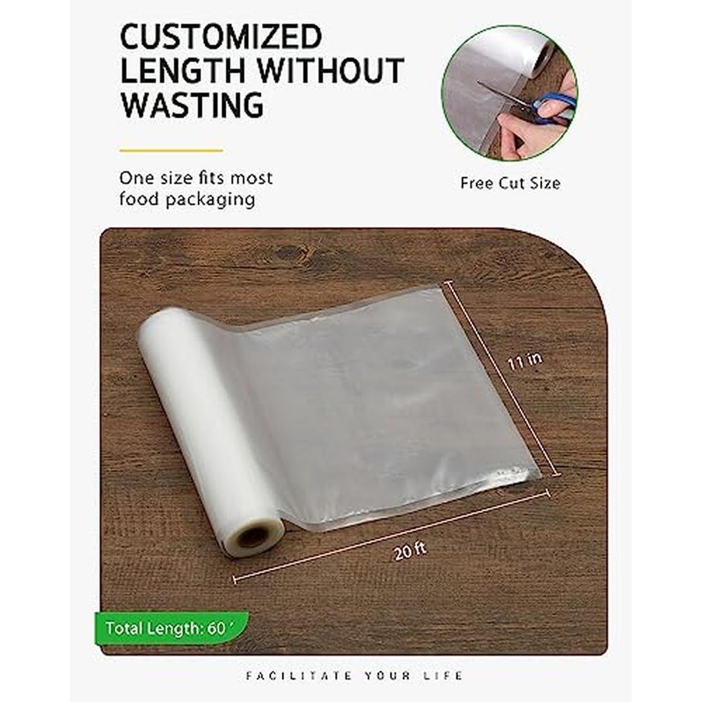 Vacuum Sealer Bags for Food: Syntus 3 Rolls 11x20 – Side View