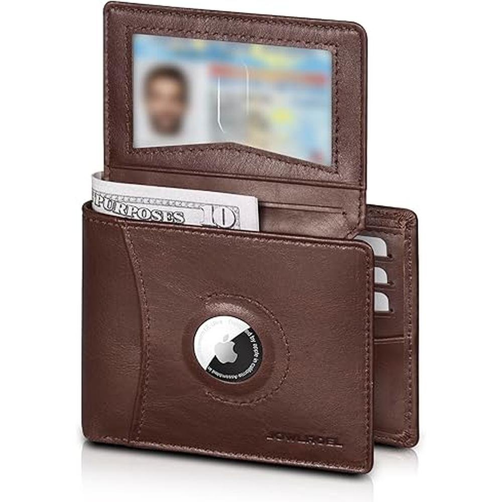 Airtag Wallet: Jowlroel Bifold RFID Blocking Leather Wallet – Front View
