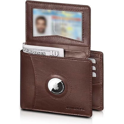 Airtag Wallet: Jowlroel Bifold RFID Blocking Leather Wallet – Front View