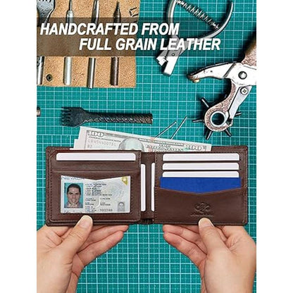Airtag Wallet: Jowlroel Bifold RFID Blocking Leather Wallet – Close-up Detail