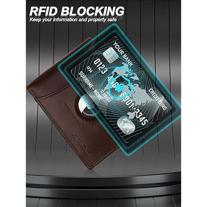 Airtag Wallet: Jowlroel Bifold RFID Blocking Leather Wallet – In Use