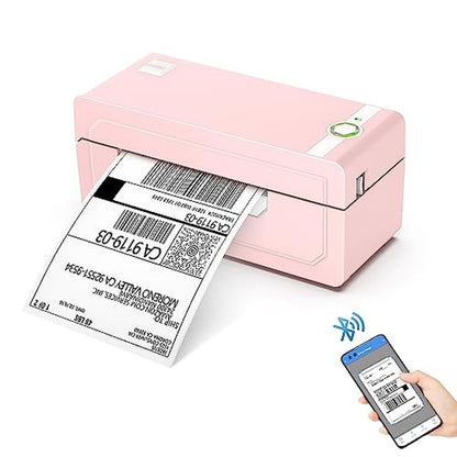 Label Printer: JADENS Bluetooth Thermal 4x6 Pink Wireless – Front View
