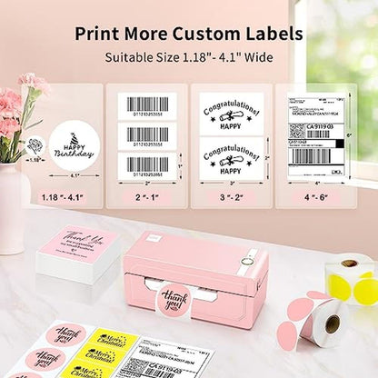 Label Printer: JADENS Bluetooth Thermal 4x6 Pink Wireless – In Use