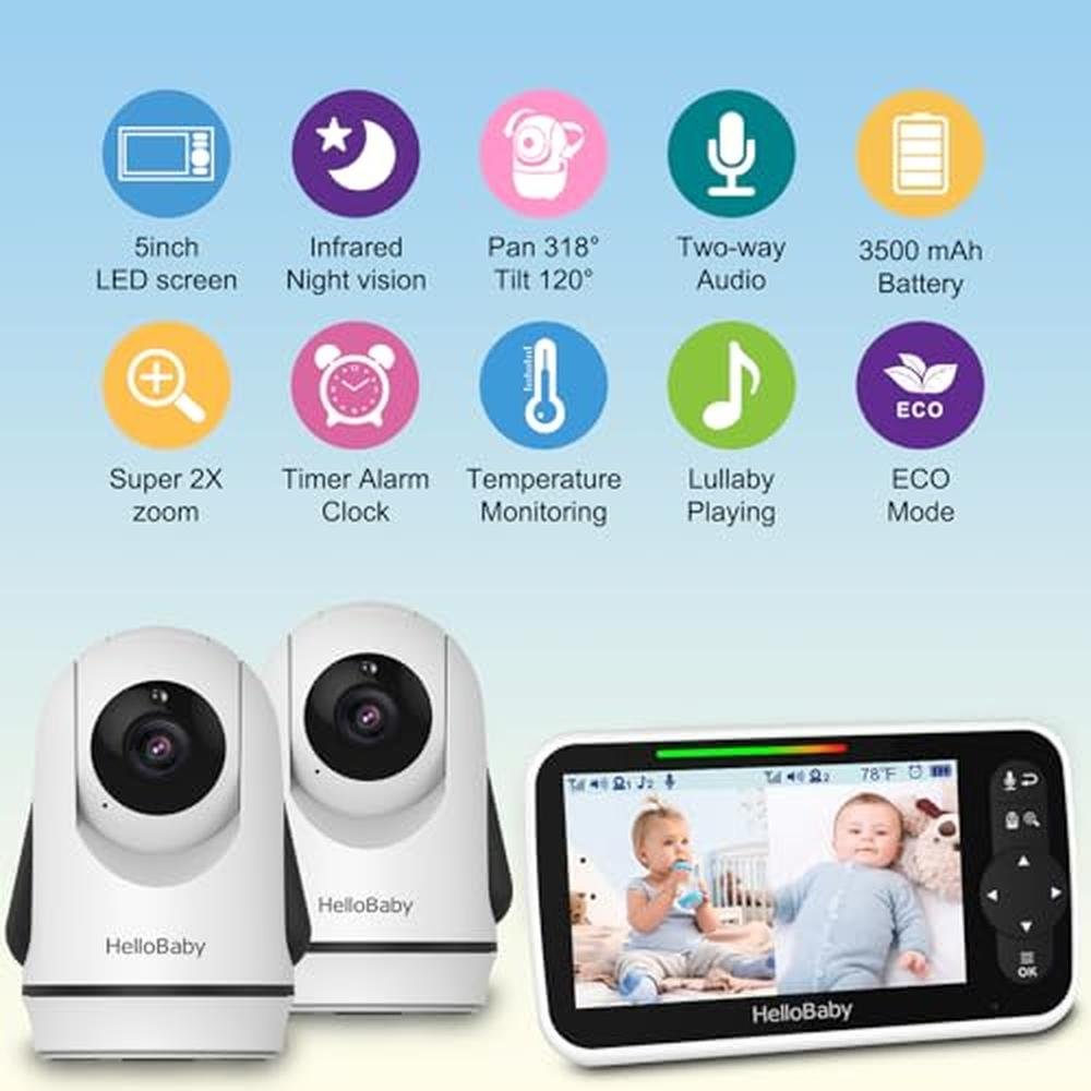 Cameras Hellobaby: HelloBaby Video Baby Monitor with 2 – Side View
