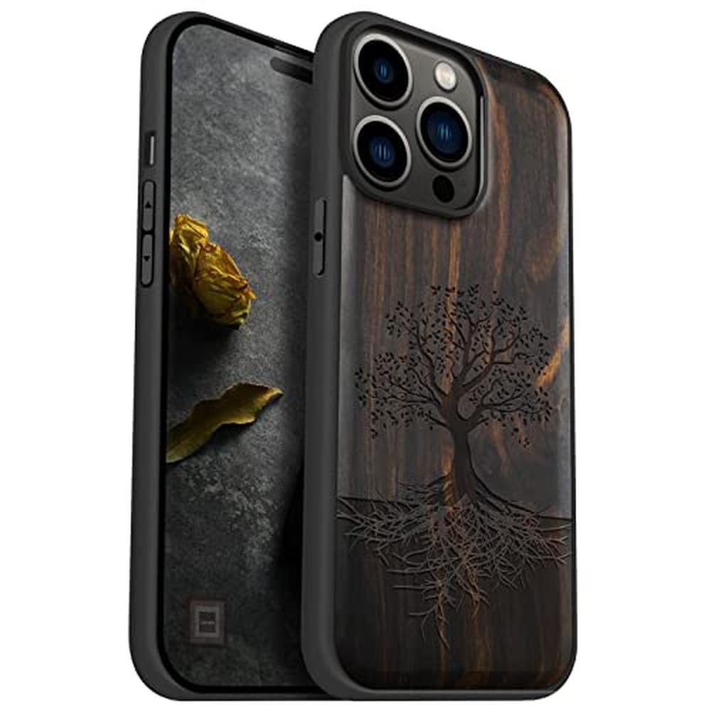 Wood Case: Carveit Magnetic Wood Case for iPhone 14 Pro Max – Front View