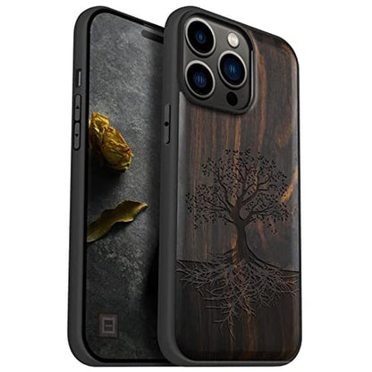 Wood Case: Carveit Magnetic Wood Case for iPhone 14 Pro Max – Front View
