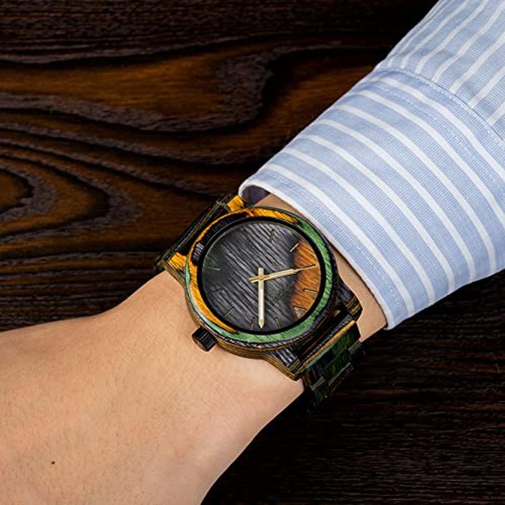 Men Wooden Watch: BOBO BIRD Fashion Quartz Analog Wristwatch – Side View