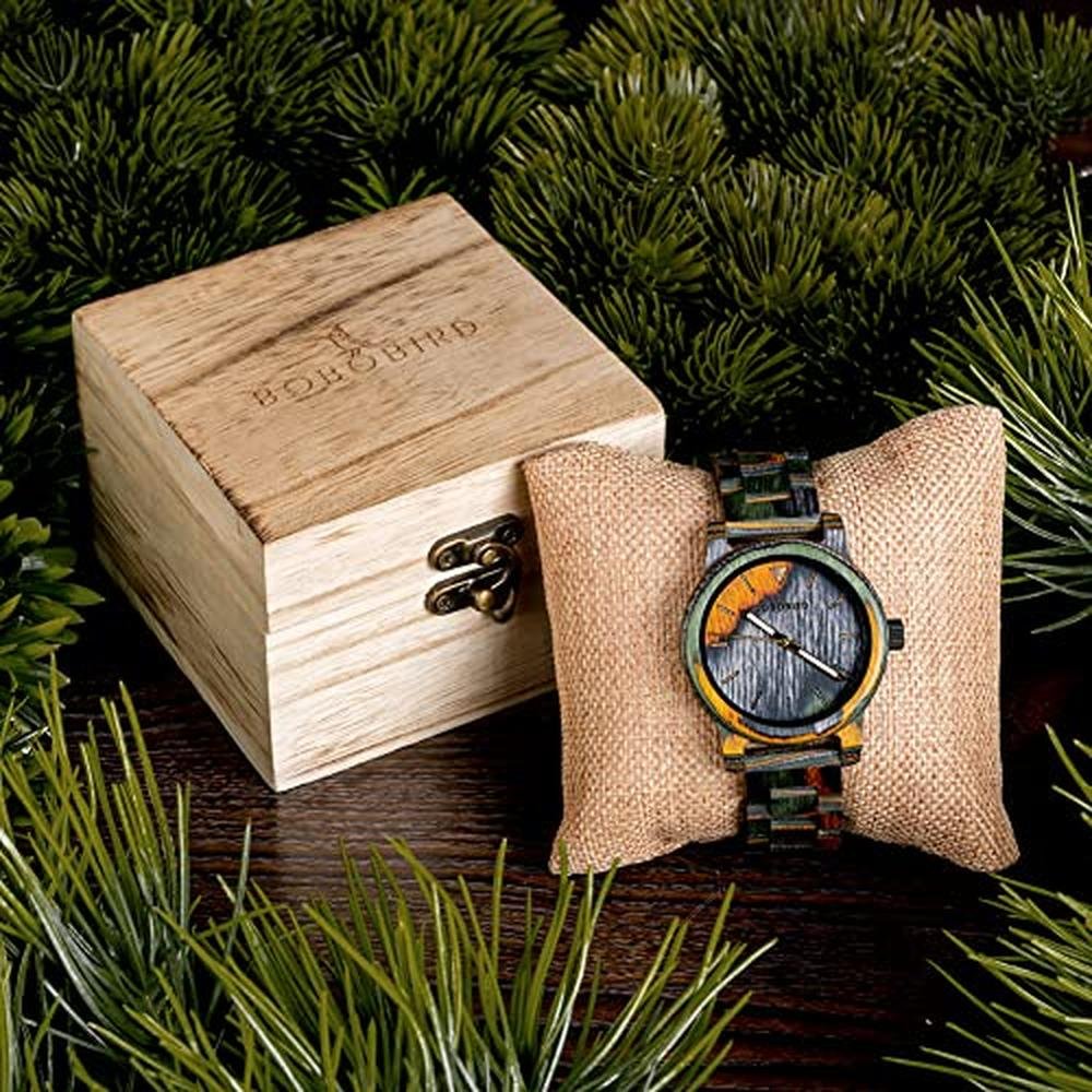 Men Wooden Watch: BOBO BIRD Fashion Quartz Analog Wristwatch – Packaging