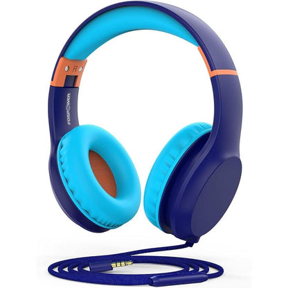 FosPower Kids Headphones with 3.5mm Laced Cables – Front View