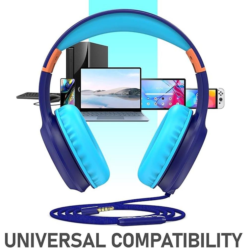 FosPower Kids Headphones with 3.5mm Laced Cables – Side View