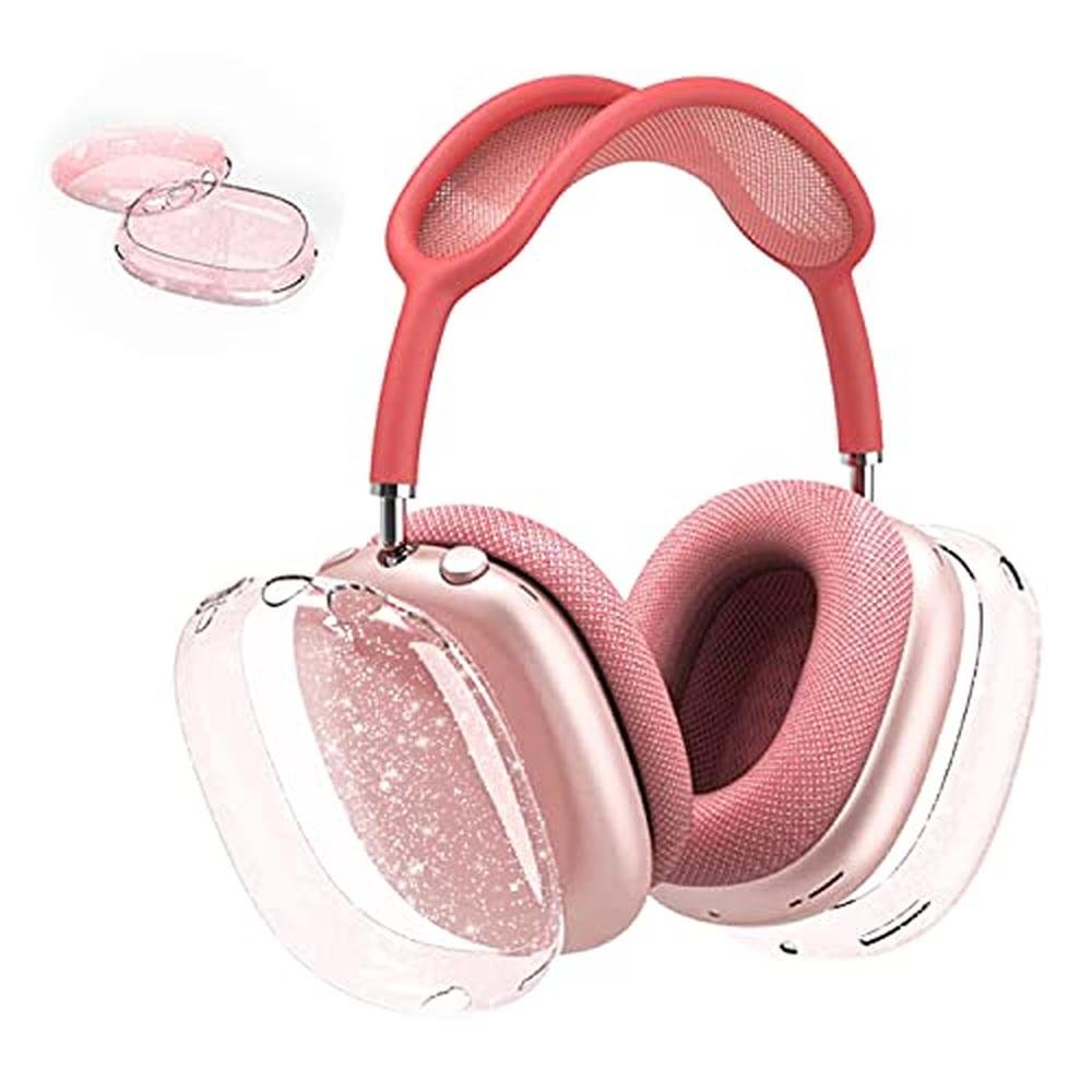 AirPods Case: Aircawin Clear Pink Glitter for AirPods Max – Front View