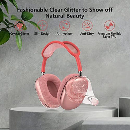 AirPods Case: Aircawin Clear Pink Glitter for AirPods Max – Side View