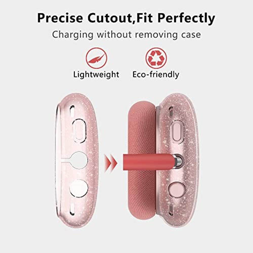 AirPods Case: Aircawin Clear Pink Glitter for AirPods Max – Close-up Detail