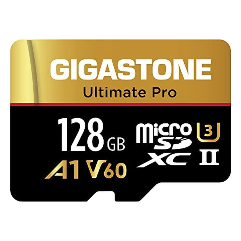 5-Yrs Free Data Recovery: GIGASTONE 128GB Micro SD Card – Front View