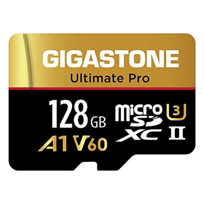 5-Yrs Free Data Recovery: GIGASTONE 128GB Micro SD Card – Front View