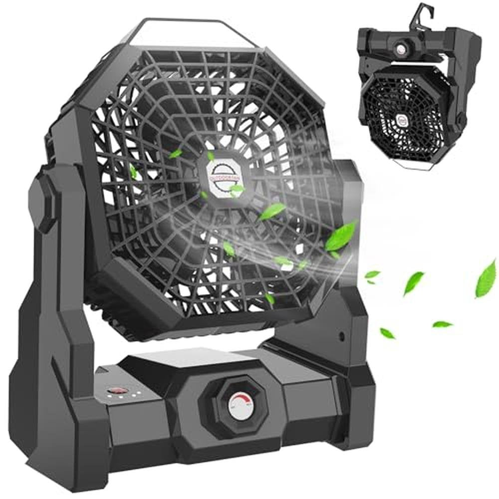 Camping Fan: Howhio Rechargeable 10400mAh Portable Battery – Front View