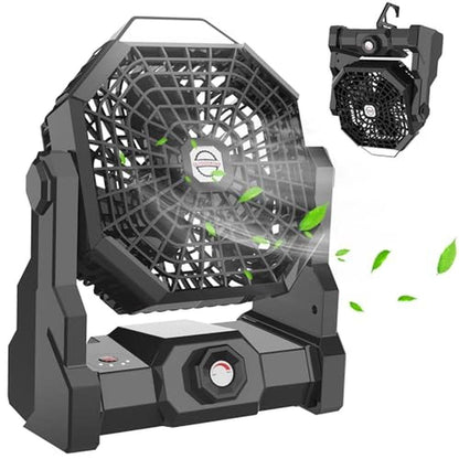 Camping Fan: Howhio Rechargeable 10400mAh Portable Battery – Front View