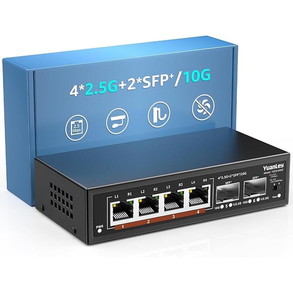 Switch Port: Yuanley 6-Port 2.5G Unmanaged Ethernet Switch – Front View