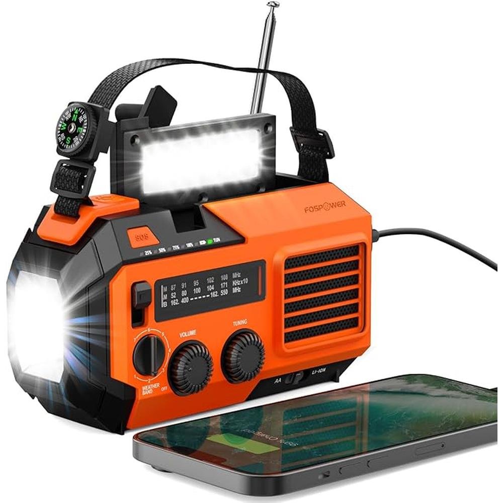 Emergency FosPower: FosPower Model A6 NOAA AM FM Weather – Front View