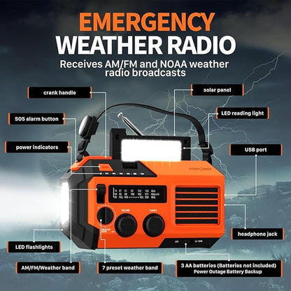 Emergency FosPower: FosPower Model A6 NOAA AM FM Weather – Side View