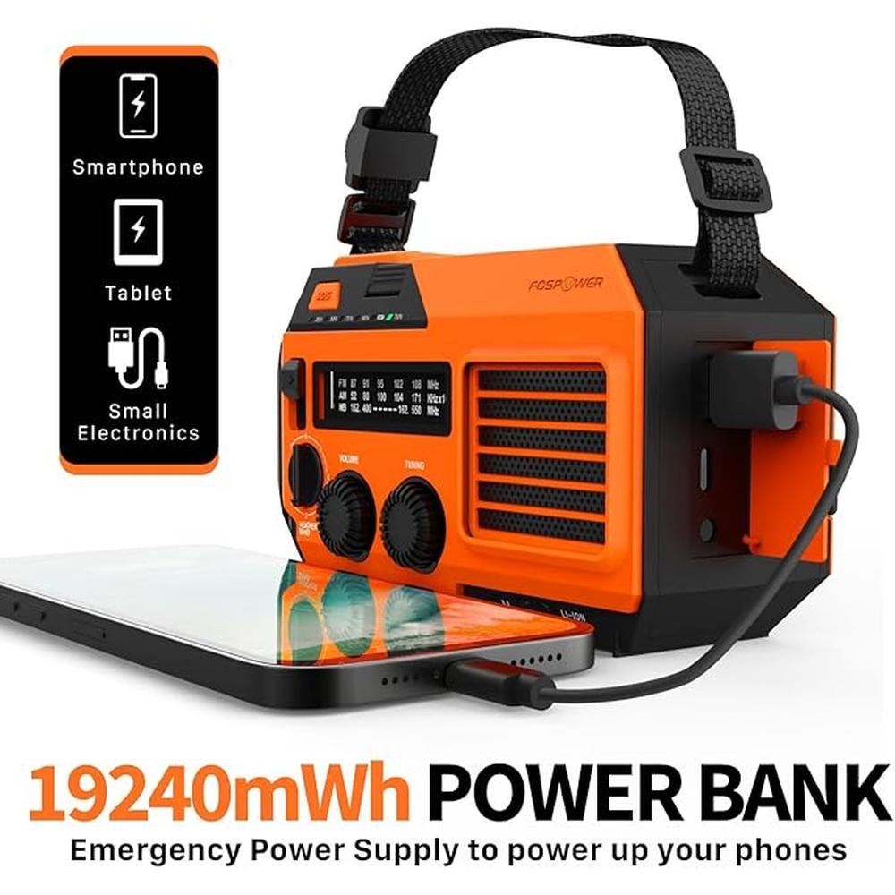 Emergency FosPower: FosPower Model A6 NOAA AM FM Weather – Close-up Detail