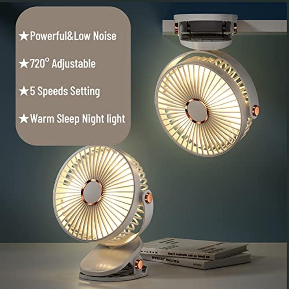 Fan SRDMUPH: SRDMUPH Desk Fan Clip On with Lights USB – In Use