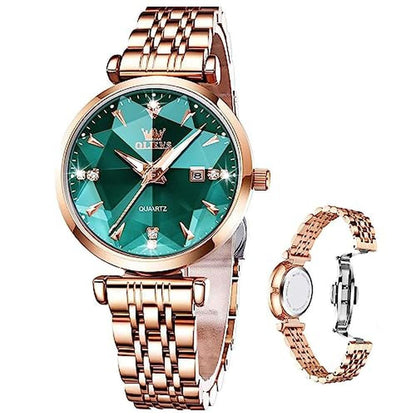 Women's Luxury Rose Gold Quartz Watches for Women – Front View