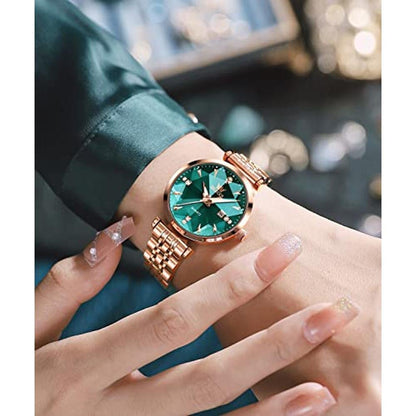 Women's Luxury Rose Gold Quartz Watches for Women – Side View