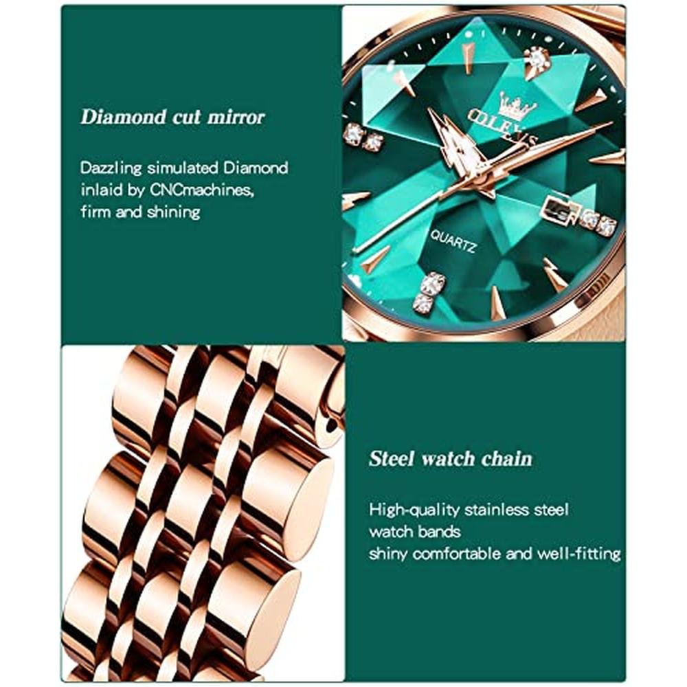 Women's Luxury Rose Gold Quartz Watches for Women – Close-up Detail