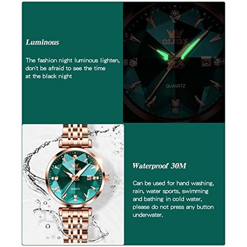 Women's Luxury Rose Gold Quartz Watches for Women – In Use