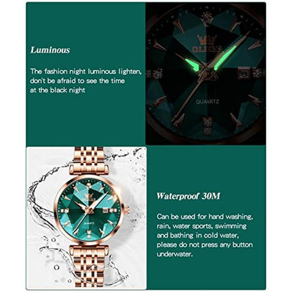 Women's Luxury Rose Gold Quartz Watches for Women – In Use