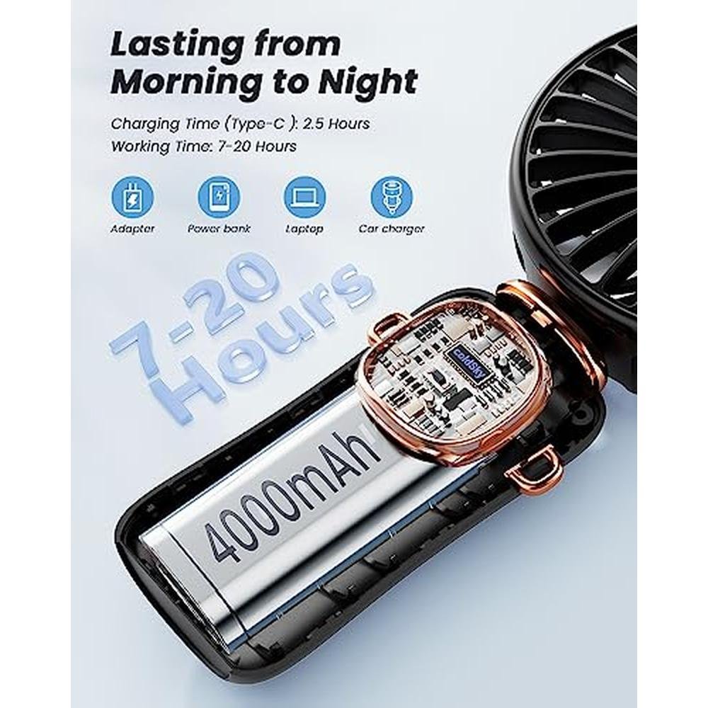 Fan ColdSky: ColdSky Portable Handheld Fan 4000mAh Battery – Side View