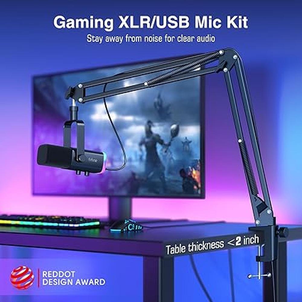 Fifine XLR: Fifine XLR/USB Gaming Microphone Set Dynamic PC – Close-up Detail
