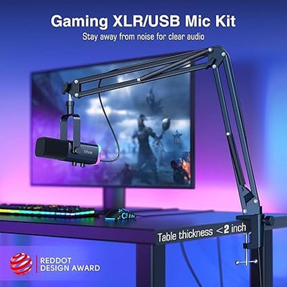 Fifine XLR: Fifine XLR/USB Gaming Microphone Set Dynamic PC – Close-up Detail