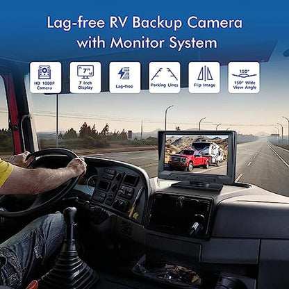 Camera Backup: Dual RV Backup Camera Plug and Play 7 Backup – Side View