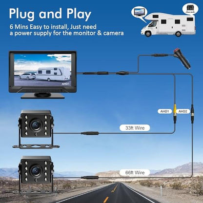 Camera Backup: Dual RV Backup Camera Plug and Play 7 Backup – Close-up Detail