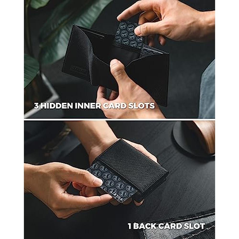Vulkit Wallet: VULKIT Trifold Canvas Wallet Slim Credit – In Use