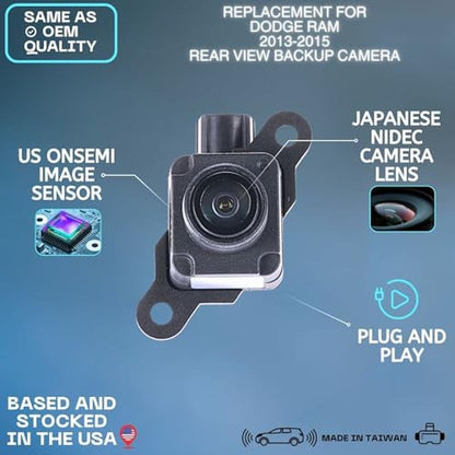 Backup Camera: Replacement for 2013-2017 Dodge Ram OE Part – Side View