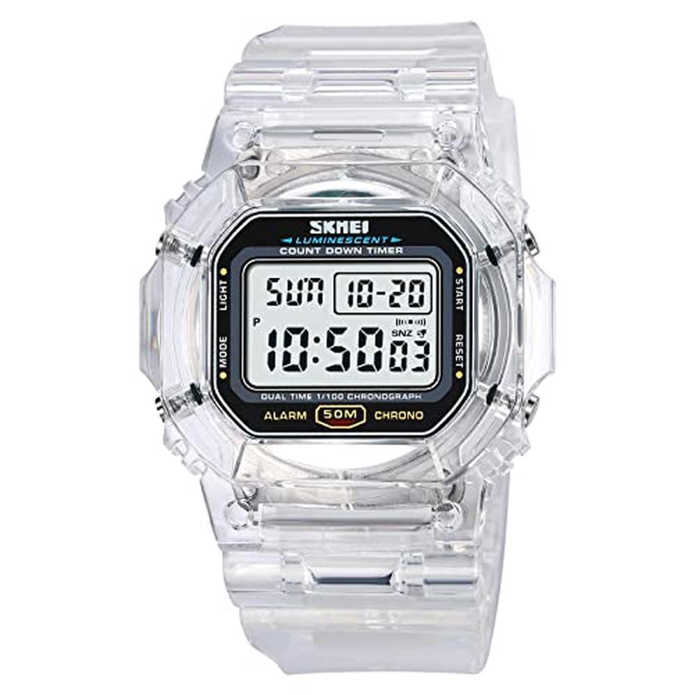 Watch Digital: RNONDRY Clear Waterproof Watch for Men and – Front View