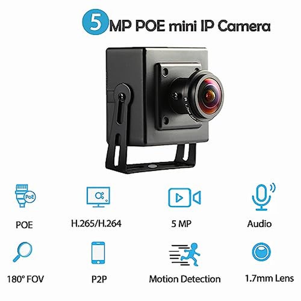 Audio Fisheye: REVODATA 5MP Mini POE IP Camera – Side View