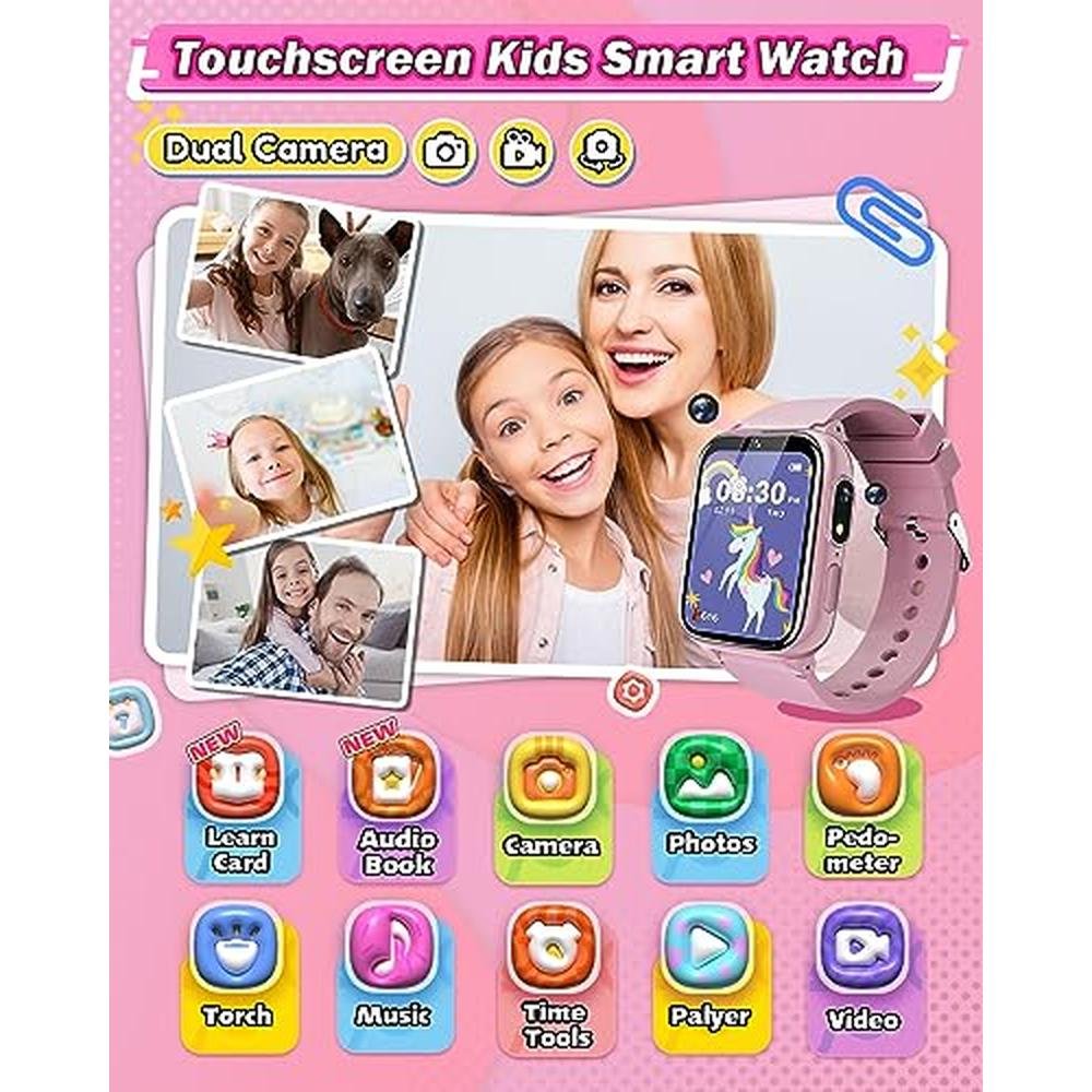 Kids Girl Smart Watch: Sueseip HD Touchscreen Dual Cameras – Side View
