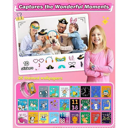 Kids Girl Smart Watch: Sueseip HD Touchscreen Dual Cameras – In Use